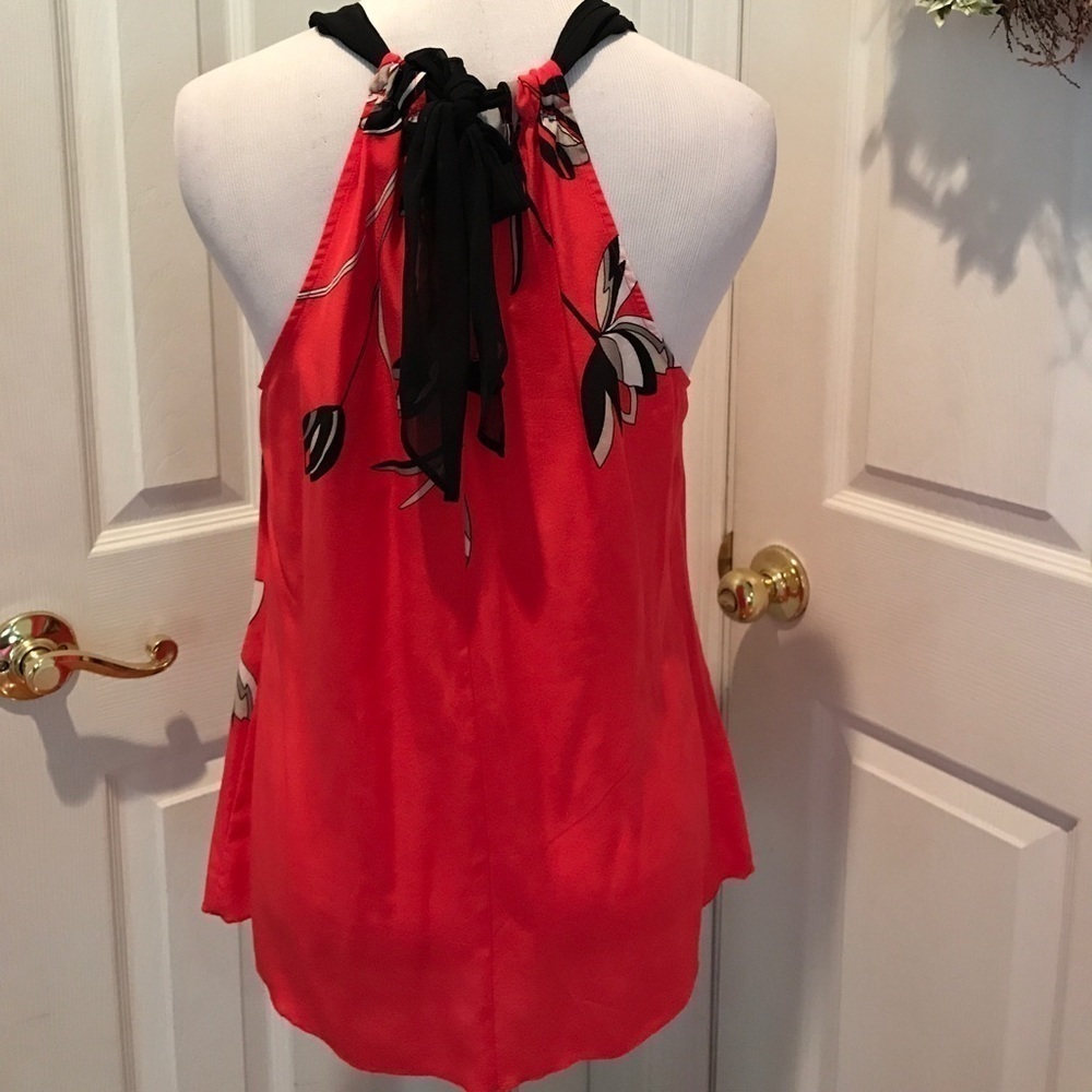 Tahari 100% silk top with tied neckline, see back - Picture 5 of 5